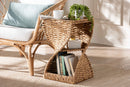 Jennifer Natural Brown Seagrass and Wood End Table Baxton