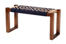 Avara Two-Tone Navy Blue and Natural Brown Seagrass and Acacia Wood Accent Bench Baxton