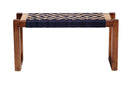 Avara Two-Tone Navy Blue and Natural Brown Seagrass and Acacia Wood Accent Bench Baxton