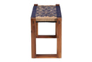 Avara Two-Tone Navy Blue and Natural Brown Seagrass and Acacia Wood Accent Bench Baxton