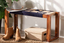 Ballard Two-Tone Navy Blue/Natural Brown Seagrass and Acacia Wood Accent Bench Baxton