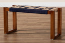Ballard Two-Tone Navy Blue/Natural Brown Seagrass and Acacia Wood Accent Bench Baxton