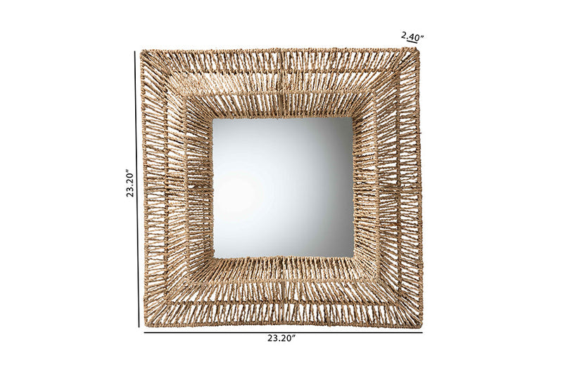 Dilara Metal and Natural Brown Seagrass Accent Wall Mirror Baxton