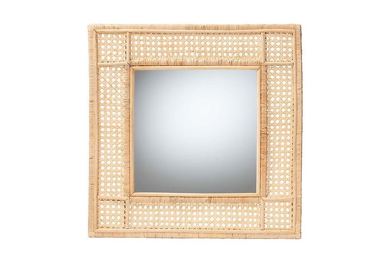 Giuseppe Natural Brown Rattan Accent Wall Mirror Baxton