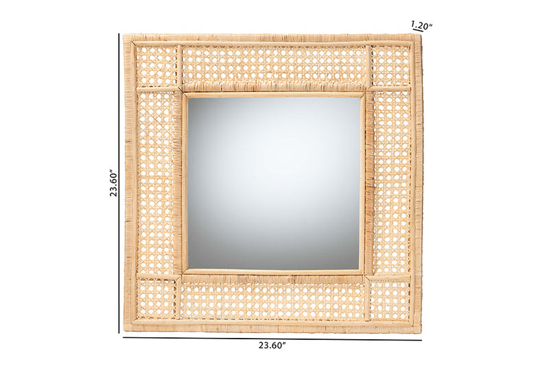 Giuseppe Natural Brown Rattan Accent Wall Mirror Baxton