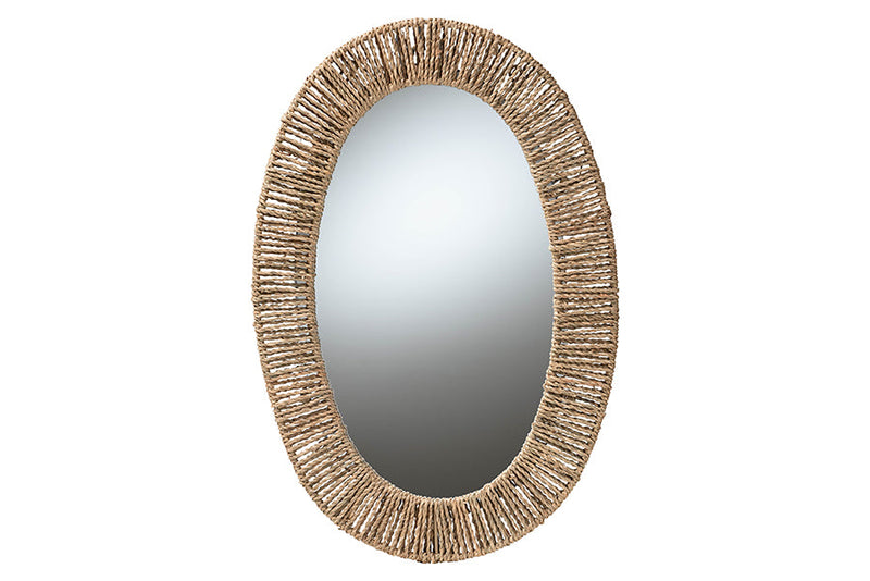 Katherine Metal and Natural Brown Seagrass Accent Wall Mirror Baxton