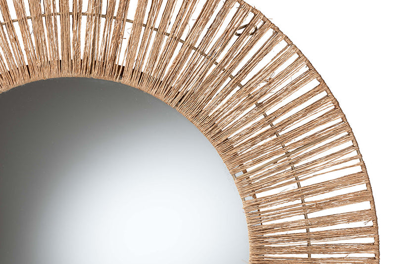 Hudson Metal and Natural Brown Seagrass Accent Wall Mirror Baxton