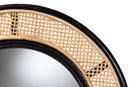 Frey Two-Tone Black and Natural Brown Rattan Accent Wall Mirror Baxton