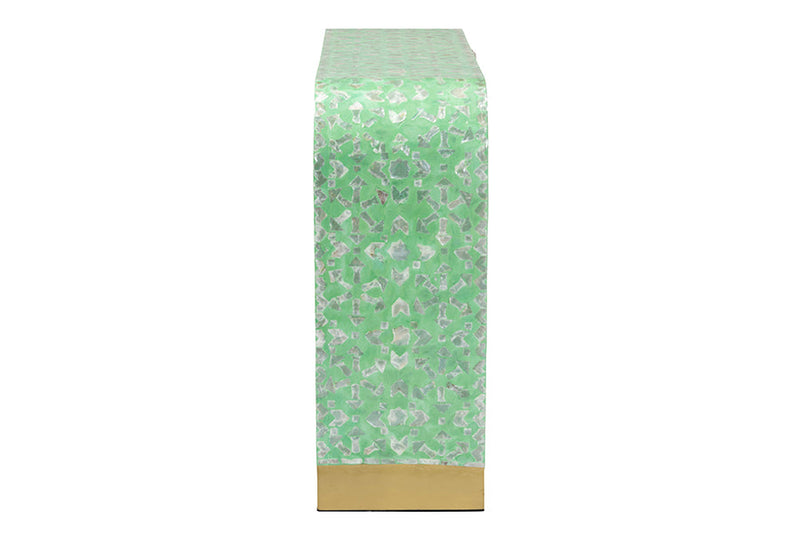 Deserae Seafoam Green Mother of Peral Console Table Baxton