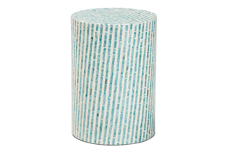Hirst White and Blue Mother of Pearl End Table Baxton