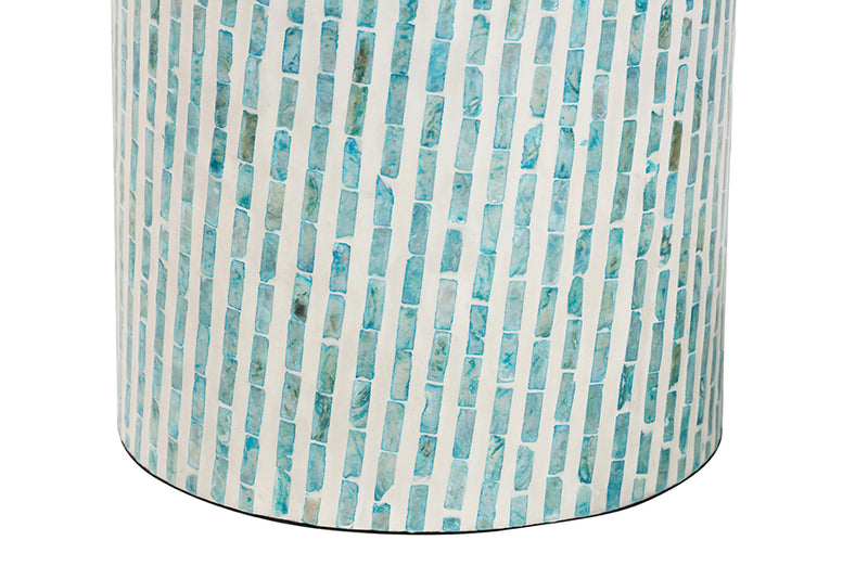 Hirst Modern Bohemian White and Blue Mother of Pearl End Table