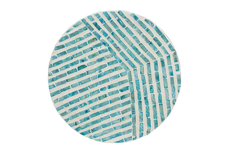 Hirst White and Blue Mother of Pearl End Table Baxton