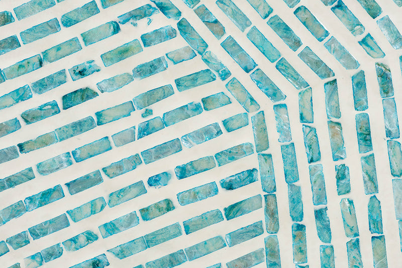 Hirst White and Blue Mother of Pearl End Table Baxton