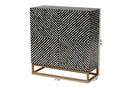 Eckhart Two-Tone Black and Gray Mother of Pearl and Gold Metal Storage Cabinet Baxton