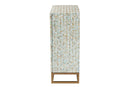 Sawyer Multicolor Mother of Pearl and Gold Metal Storage Cabinet Baxton