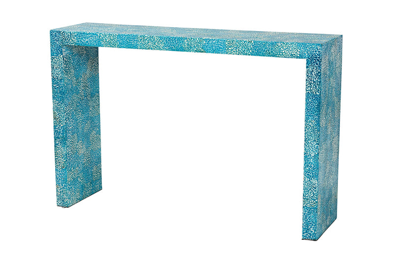 Neola Modern Bohemian Blue Mother of Pearl Console Table