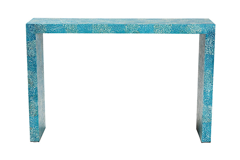 Neola Modern Bohemian Blue Mother of Pearl Console Table