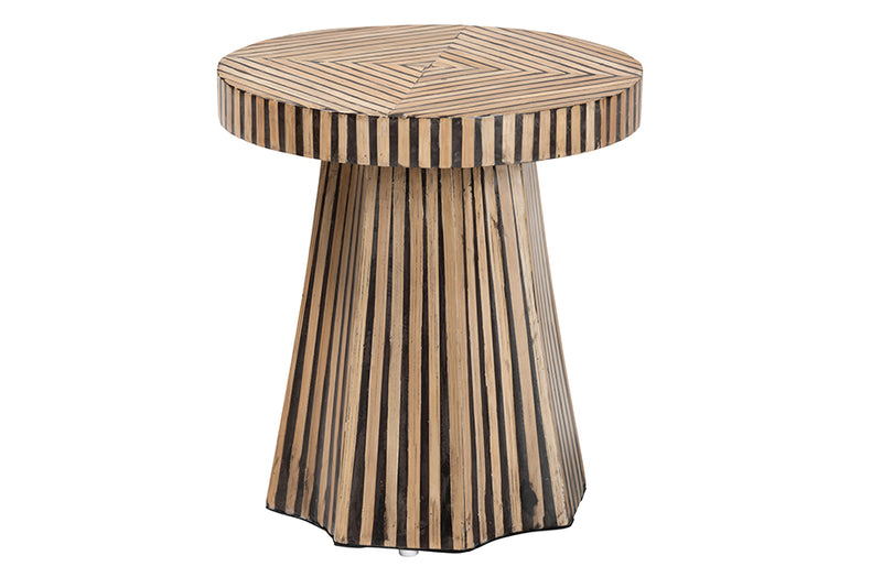 Vivan Modern Bohemian Two-Tone Natural and Dark Brown Bamboo End Table