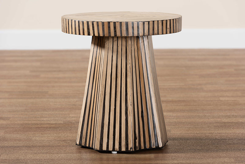 Vivan Modern Bohemian Two-Tone Natural and Dark Brown Bamboo End Table