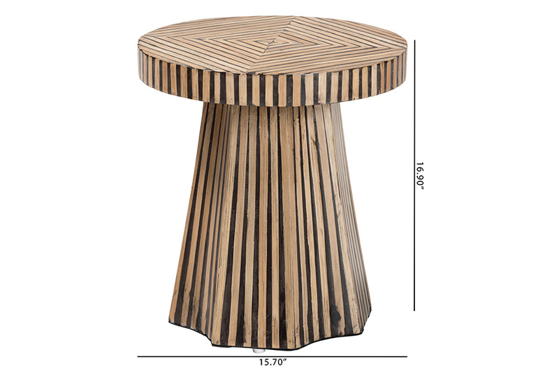 Vivan Modern Bohemian Two-Tone Natural and Dark Brown Bamboo End Table