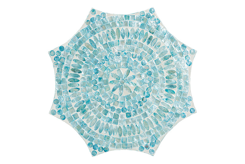 Pietro Modern Bohemian Blue Mother of Pearl End Table