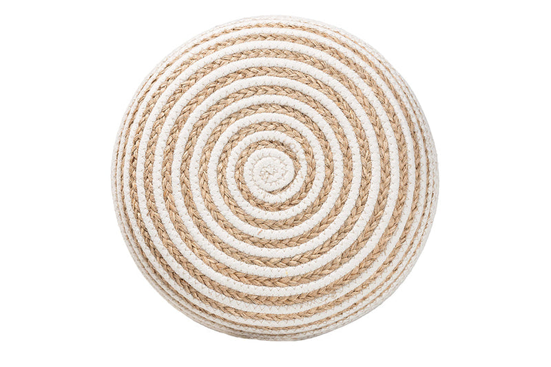 Revelin Natural Brown Seagrass and Woven Rope Ottoman Footstool Baxton