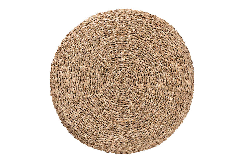 Daisy Natural Brown Seagrass Ottoman Footstool Baxton