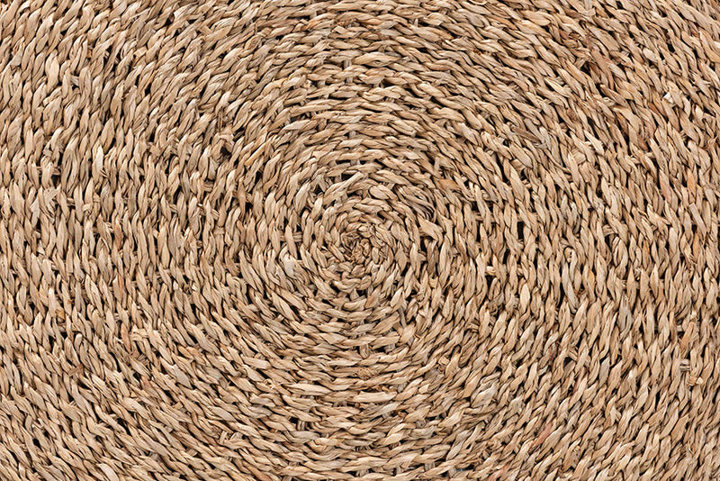 Daisy Natural Brown Seagrass Ottoman Footstool Baxton