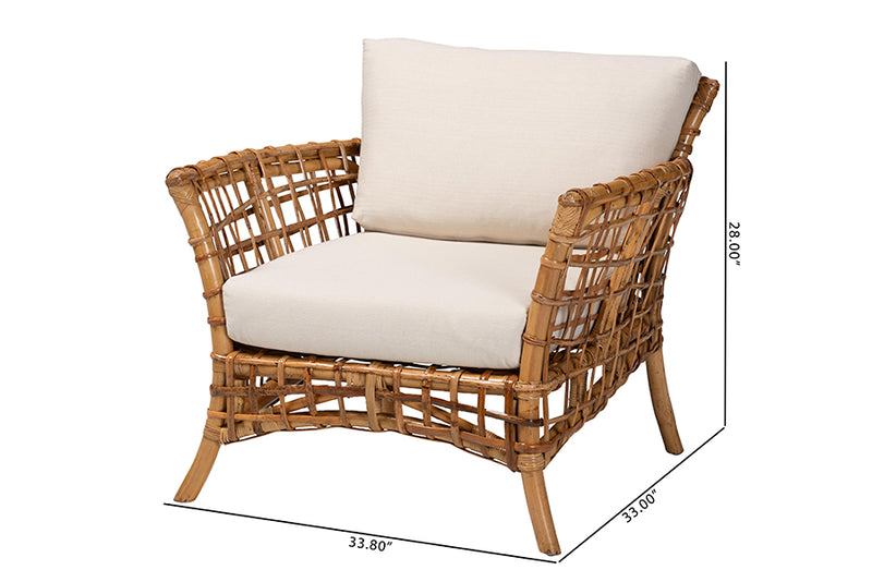 Wendy Modern Bohemian Natural Brown Rattan Arm Chair