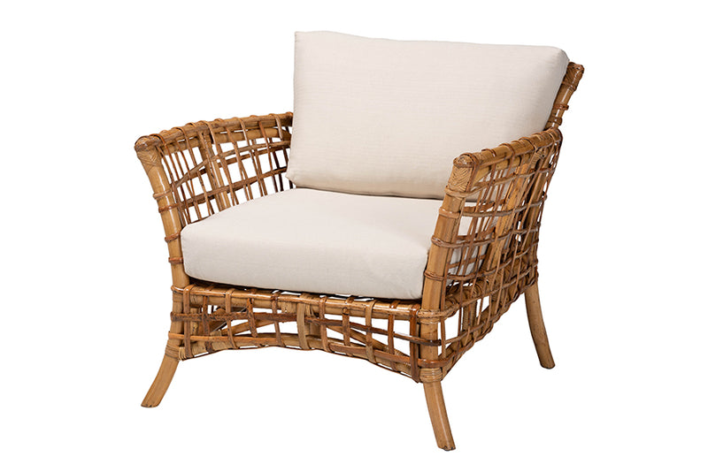 Wendy Modern Bohemian Natural Brown Rattan Arm Chair