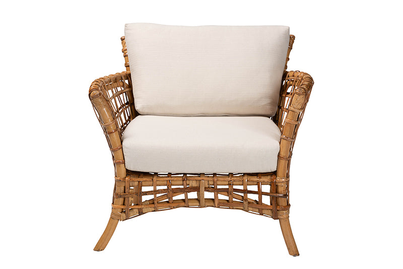 Wendy Modern Bohemian Natural Brown Rattan Arm Chair