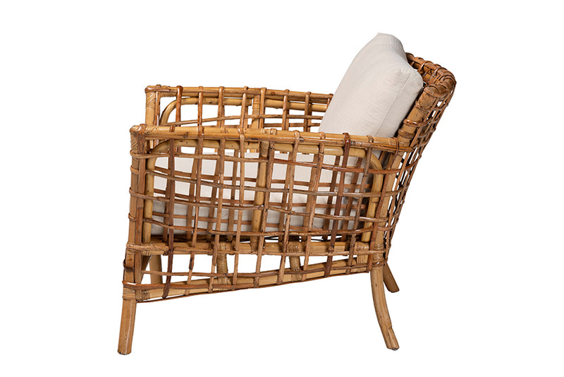 Wendy Modern Bohemian Natural Brown Rattan Arm Chair