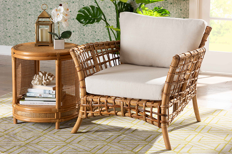 Wendy Modern Bohemian Natural Brown Rattan Arm Chair