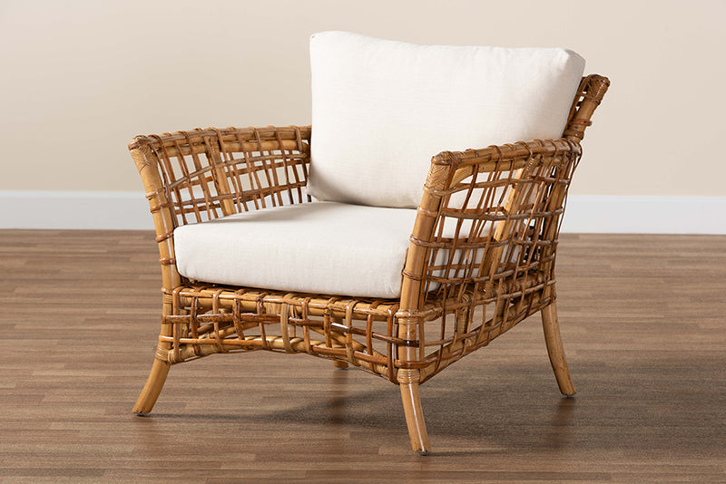 Wendy Modern Bohemian Natural Brown Rattan Arm Chair