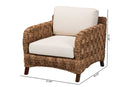 Austin Dark Brown Mahogany Wood and Woven Seagrass Arm Chair Baxton