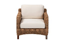 Austin Dark Brown Mahogany Wood and Woven Seagrass Arm Chair Baxton