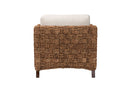 Austin Dark Brown Mahogany Wood and Woven Seagrass Arm Chair Baxton