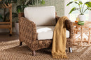 Austin Dark Brown Mahogany Wood and Woven Seagrass Arm Chair Baxton
