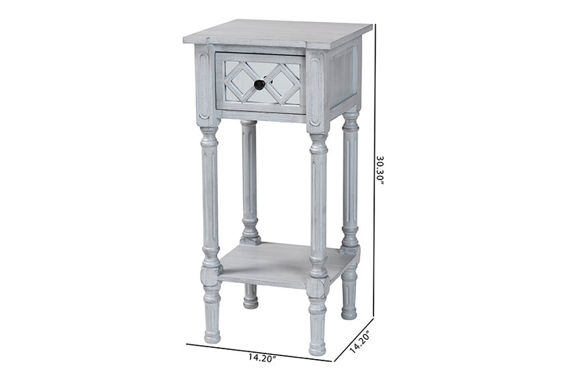 Bakersfield Gray 1-Drawer End Table Baxton
