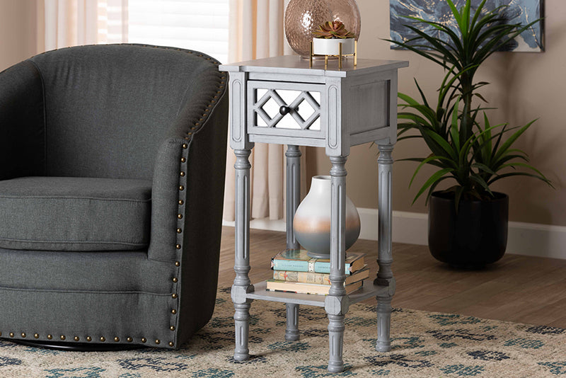 Bakersfield Classic and Traditional Gray Finished Wood 1-Drawer End Table