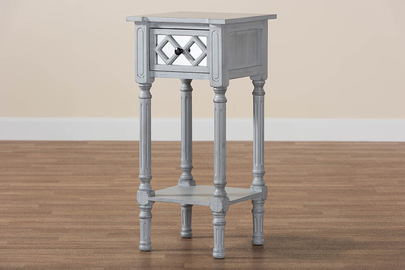 Bakersfield Classic and Traditional Gray Finished Wood 1-Drawer End Table