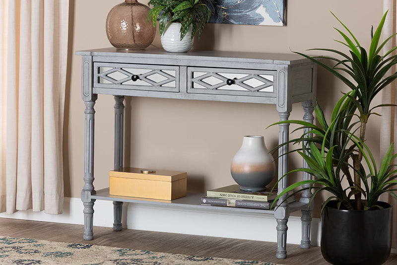 Bakersfield Classic and Traditional Gray Finished Wood 2-Drawer Console Table