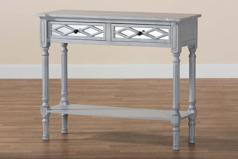 Bakersfield Gray 2-Drawer Console Table Baxton