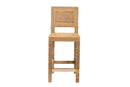 Simona Natural Seagrass and Mahogany Wood Counter Stool Baxton