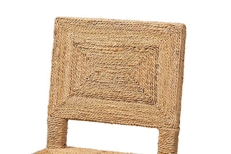 Simona Natural Seagrass and Mahogany Wood Counter Stool Baxton
