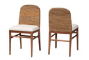 Leon Natural Seagrass and Acacia Wood 2Pc Dining Chair Set Baxton