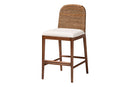 Leon Seagrass and Acacia Wood Counter Stool Baxton