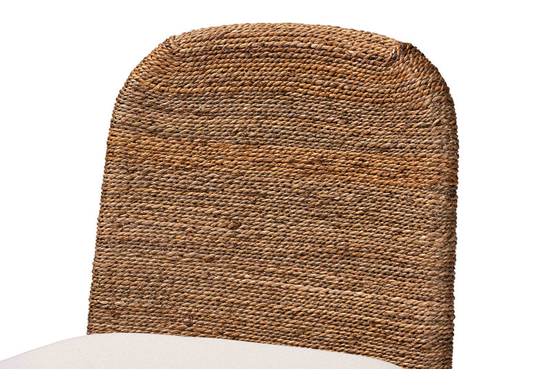 Leon Seagrass and Acacia Wood Counter Stool Baxton