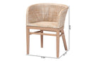 Jerilyn Antique White Washed Rattan and Mahogany Wood Dining Chair Baxton