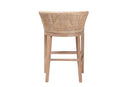 Jerilyn Antique White Washed Rattan and Mahogany Wood Counter Stool Baxton